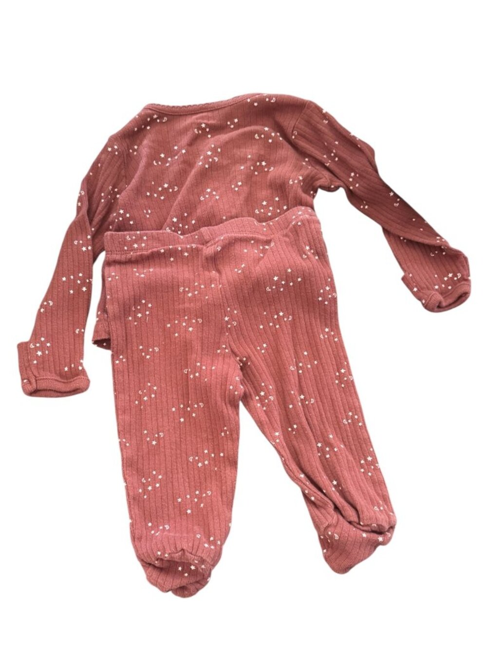 Gerber 2-Piece Ribbed Moon & Stars Pajama Set Burgundy 0-3 Months Baby Girl - Picture 2 of 4